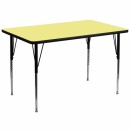 Flash Furniture 36''W x 72''L Rectangular Activity Table with Yellow Thermal Fused Laminate Top and Standard Height Adjustable Legs [XU-A3672-REC-YEL-T-A-GG] width=