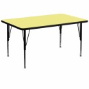 Flash Furniture 36''W x 72''L Rectangular Activity Table with Yellow Thermal Fused Laminate Top and Height Adjustable Pre-School Legs [XU-A3672-REC-YEL-T-P-GG] width=