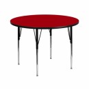 Flash Furniture 42'' Round Activity Table with Red Thermal Fused Laminate Top and Standard Height Adjustable Legs [XU-A42-RND-RED-T-A-GG] width=