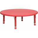 Flash Furniture 45'' Round Height Adjustable Red Plastic Activity Table [YU-YCX-005-2-ROUND-TBL-RED-GG] width=