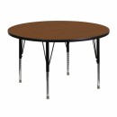 Flash Furniture 48'' Round Activity Table with 1.25'' Thick High Pressure Oak Laminate Top and Height Adjustable Pre-School Legs [XU-A48-RND-OAK-H-P-GG] width=