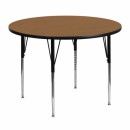 Flash Furniture 48'' Round Activity Table with Oak Thermal Fused Laminate Top and Standard Height Adjustable Legs [XU-A48-RND-OAK-T-A-GG] width=