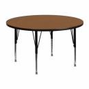 Flash Furniture 48'' Round Activity Table with Oak Thermal Fused Laminate Top and Height Adjustable Pre-School Legs [XU-A48-RND-OAK-T-P-GG] width=