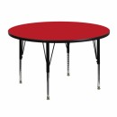 Flash Furniture 48'' Round Activity Table with 1.25'' Thick High Pressure Red Laminate Top and Height Adjustable Pre-School Legs [XU-A48-RND-RED-H-P-GG] width=