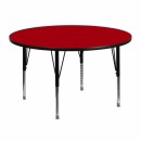 Flash Furniture 48'' Round Activity Table with Red Thermal Fused Laminate Top and Height Adjustable Pre-School Legs [XU-A48-RND-RED-T-P-GG] width=