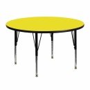 Flash Furniture 48'' Round Activity Table with 1.25'' Thick High Pressure Yellow Laminate Top and Height Adjustable Pre-School Legs [XU-A48-RND-YEL-H-P-GG] width=