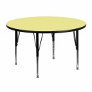 Flash Furniture 48'' Round Activity Table with Yellow Thermal Fused Laminate Top and Height Adjustable Pre-School Legs [XU-A48-RND-YEL-T-P-GG] width=