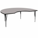 Flash Furniture 48''W x 72''L Kidney Shaped Activity Table with 1.25'' Thick High Pressure Grey Laminate Top and Height Adjustable Pre-School Legs [XU-A4872-KIDNY-GY-H-P-GG] width=