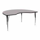 Flash Furniture 48''W x 72''L Kidney Shaped Activity Table with Grey Thermal Fused Laminate Top and Standard Height Adjustable Legs [XU-A4872-KIDNY-GY-T-A-GG] width=