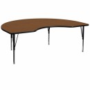 Flash Furniture 48''W x 72''L Kidney Shaped Activity Table with 1.25'' Thick High Pressure Oak Laminate Top and Height Adjustable Pre-School Legs [XU-A4872-KIDNY-OAK-H-P-GG] width=