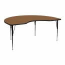 Flash Furniture 48''W x 72''L Kidney Shaped Activity Table with Oak Thermal Fused Laminate Top and Standard Height Adjustable Legs [XU-A4872-KIDNY-OAK-T-A-GG] width=