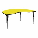 Flash Furniture 48''W x 72''L Kidney Shaped Activity Table with 1.25'' Thick High Pressure Yellow Laminate Top and Standard Height Adjustable Legs [XU-A4872-KIDNY-YEL-H-A-GG] width=