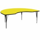 Flash Furniture 48''W x 72''L Kidney Shaped Activity Table with 1.25'' Thick High Pressure Yellow Laminate Top and Height Adjustable Pre-School Legs [XU-A4872-KIDNY-YEL-H-P-GG] width=