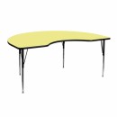 Flash Furniture 48''W x 72''L Kidney Shaped Activity Table with Yellow Thermal Fused Laminate Top and Standard Height Adjustable Legs [XU-A4872-KIDNY-YEL-T-A-GG] width=