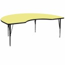 Flash Furniture 48''W x 72''L Kidney Shaped Activity Table with Yellow Thermal Fused Laminate Top and Height Adjustable Pre-School Legs [XU-A4872-KIDNY-YEL-T-P-GG] width=
