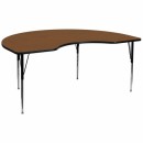 Flash Furniture 48''W x 96''L Kidney Shaped Activity Table with 1.25'' Thick High Pressure Oak Laminate Top and Standard Height Adjustable Legs [XU-A4896-KIDNY-OAK-H-A-GG] width=
