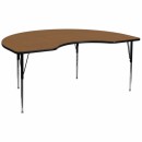 Flash Furniture 48''W x 96''L Kidney Shaped Activity Table with Oak Thermal Fused Laminate Top and Standard Height Adjustable Legs [XU-A4896-KIDNY-OAK-T-A-GG] width=