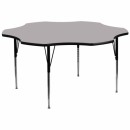 Flash Furniture 60'' Flower Shaped Activity Table with Grey Thermal Fused Laminate Top and Standard Height Adjustable Legs [XU-A60-FLR-GY-T-A-GG] width=