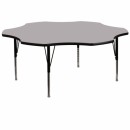 Flash Furniture 60'' Flower Shaped Activity Table with Grey Thermal Fused Laminate Top and Height Adjustable Pre-School Legs [XU-A60-FLR-GY-T-P-GG] width=