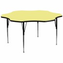 Flash Furniture 60'' Flower Shaped Activity Table with Yellow Thermal Fused Laminate Top and Standard Height Adjustable Legs [XU-A60-FLR-YEL-T-A-GG] width=