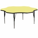 Flash Furniture 60'' Flower Shaped Activity Table with Yellow Thermal Fused Laminate Top and Height Adjustable Pre-School Legs [XU-A60-FLR-YEL-T-P-GG] width=
