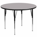 Flash Furniture 60'' Round Activity Table with Grey Thermal Fused Laminate Top and Standard Height Adjustable Legs [XU-A60-RND-GY-T-A-GG] width=