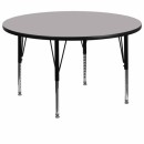 Flash Furniture 60'' Round Activity Table with Grey Thermal Fused Laminate Top and Height Adjustable Pre-School Legs [XU-A60-RND-GY-T-P-GG] width=
