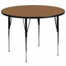 Flash Furniture 60'' Round Activity Table with Oak Thermal Fused Laminate Top and Standard Height Adjustable Legs [XU-A60-RND-OAK-T-A-GG] width=