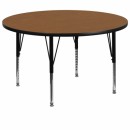 Flash Furniture 60'' Round Activity Table with Oak Thermal Fused Laminate Top and Height Adjustable Pre-School Legs [XU-A60-RND-OAK-T-P-GG] width=