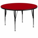 Flash Furniture 60'' Round Activity Table with Red Thermal Fused Laminate Top and Height Adjustable Pre-School Legs [XU-A60-RND-RED-T-P-GG] width=