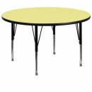 Flash Furniture 60'' Round Activity Table with Yellow Thermal Fused Laminate Top and Height Adjustable Pre-School Legs [XU-A60-RND-YEL-T-P-GG] width=
