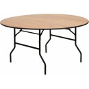 Flash Furniture 60'' Round Wood Folding Banquet Table with Clear Coated Finished Top [YT-WRFT60-TBL-GG] width=