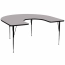 Flash Furniture 60''W x 66''L Horseshoe Activity Table with Grey Thermal Fused Laminate Top and Standard Height Adjustable Legs [XU-A6066-HRSE-GY-T-A-GG] width=