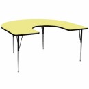Flash Furniture 60''W x 66''L Horseshoe Activity Table with Yellow Thermal Fused Laminate Top and Standard Height Adjustable Legs [XU-A6066-HRSE-YEL-T-A-GG] width=