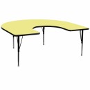 Flash Furniture 60''W x 66''L Horseshoe Activity Table with Yellow Thermal Fused Laminate Top and Height Adjustable Pre-School Legs [XU-A6066-HRSE-YEL-T-P-GG] width=