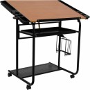 Flash Furniture  Adjustable Drawing and Drafting Table with Black Frame and Dual Wheel Casters [NAN-JN-2739-GG] width=