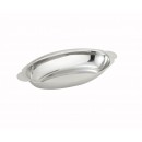 Winco ADO-12 Stainless Steel Oval Au Gratin Dish 12 oz width=