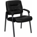 Flash Furniture Black Leather Executive Side Chair with Titanium Frame Finish [BT-1404-BKGY-GG] width=