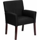 Flash Furniture Black Leather Executive Side Chair or Reception Chair with Mahogany Legs [BT-353-BK-LEA-GG] width=