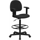 Flash Furniture Black Patterned Fabric Ergonomic Drafting Stool with Arms [BT-659-BLK-ARMS-GG] width=