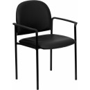Flash Furniture Black Vinyl Comfortable Stackable Steel Side Chair with Arms [BT-516-1-VINYL-GG] width=
