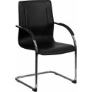 Flash Furniture Black Vinyl Side Chair with Chrome Sled Base [BT-509-BK-GG] width=