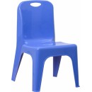 Flash Furniture Blue Plastic Stackable School Chair with Carrying Handle and 11'' Seat Height [YU-YCX-011-BLUE-GG] width=