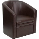 Flash Furniture  Brown Leather Barrel-Shaped Guest Chair [GO-S-03-BN-FULL-GG] width=