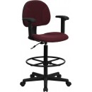 Flash Furniture Burgundy Fabric Ergonomic Drafting Stool with Arms  [BT-659-BY-ARMS-GG] width=