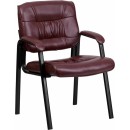 Flash Furniture  Burgundy Leather Guest / Reception Chair with Black Frame Finish [BT-1404-BURG-GG] width=