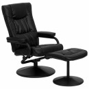 Flash Furniture Contemporary Black Leather Recliner and Ottoman with Leather Wrapped Base [BT-7862-BK-GG] width=