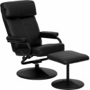 Flash Furniture Contemporary Black Leather Recliner and Ottoman with Leather Wrapped Base [BT-7863-BK-GG] width=