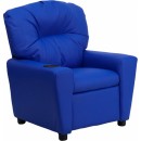 Flash Furniture Contemporary Blue Vinyl Kids Recliner with Cup Holder [BT-7950-KID-BLUE-GG] width=