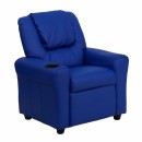 Flash Furniture Contemporary Blue Vinyl Kids Recliner with Cup Holder and Headrest [DG-ULT-KID-BLUE-GG] width=